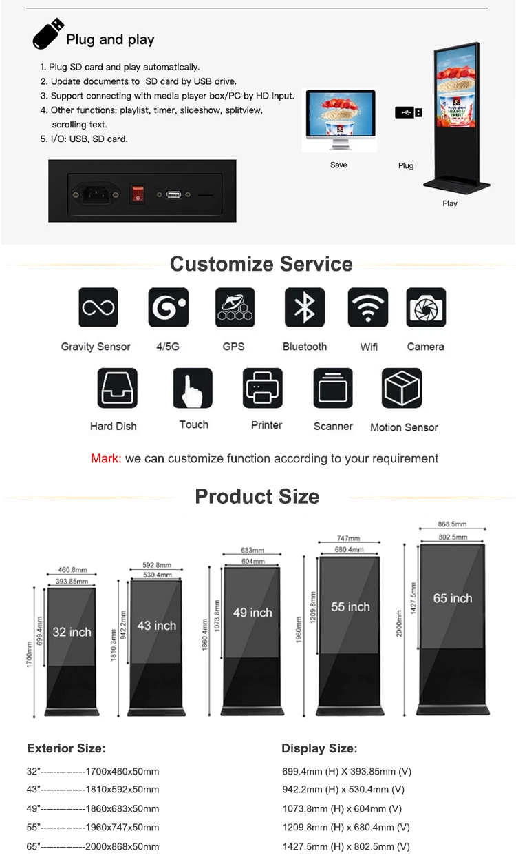 Interactive Motion Sensing 42 Inches 3D Virtual Dressing Digital Signage