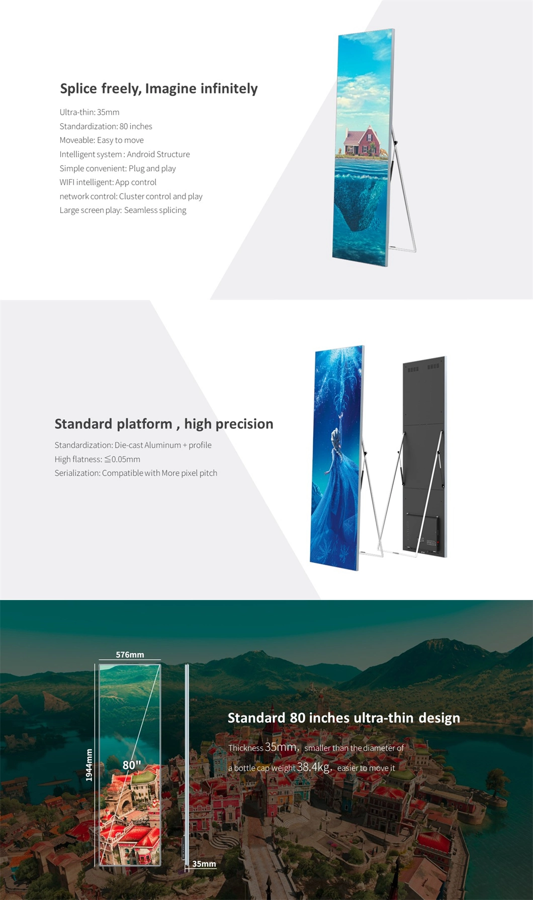 Totem Exterior Outdoor Vertical Publicidad LED Digital Standing Poster Screen Signage for Advertising